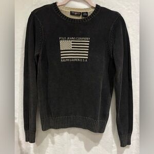 Vintage Polo  Jeans Company Ralph Lauren U.S.A. American Flag Sweater Size S